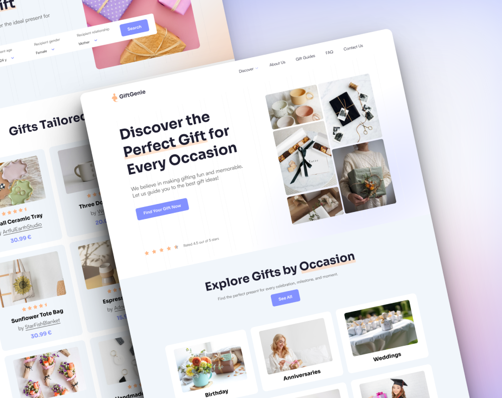 Gift suggestion website design by Andrea Tomić