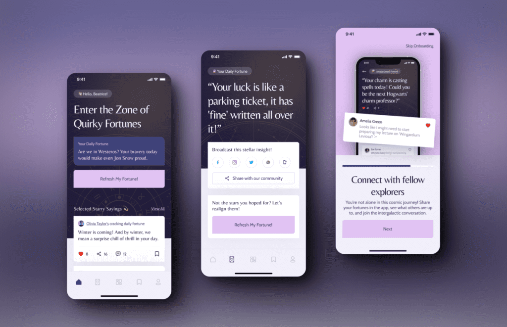 Fortune-telling app design by Andrea Tomić